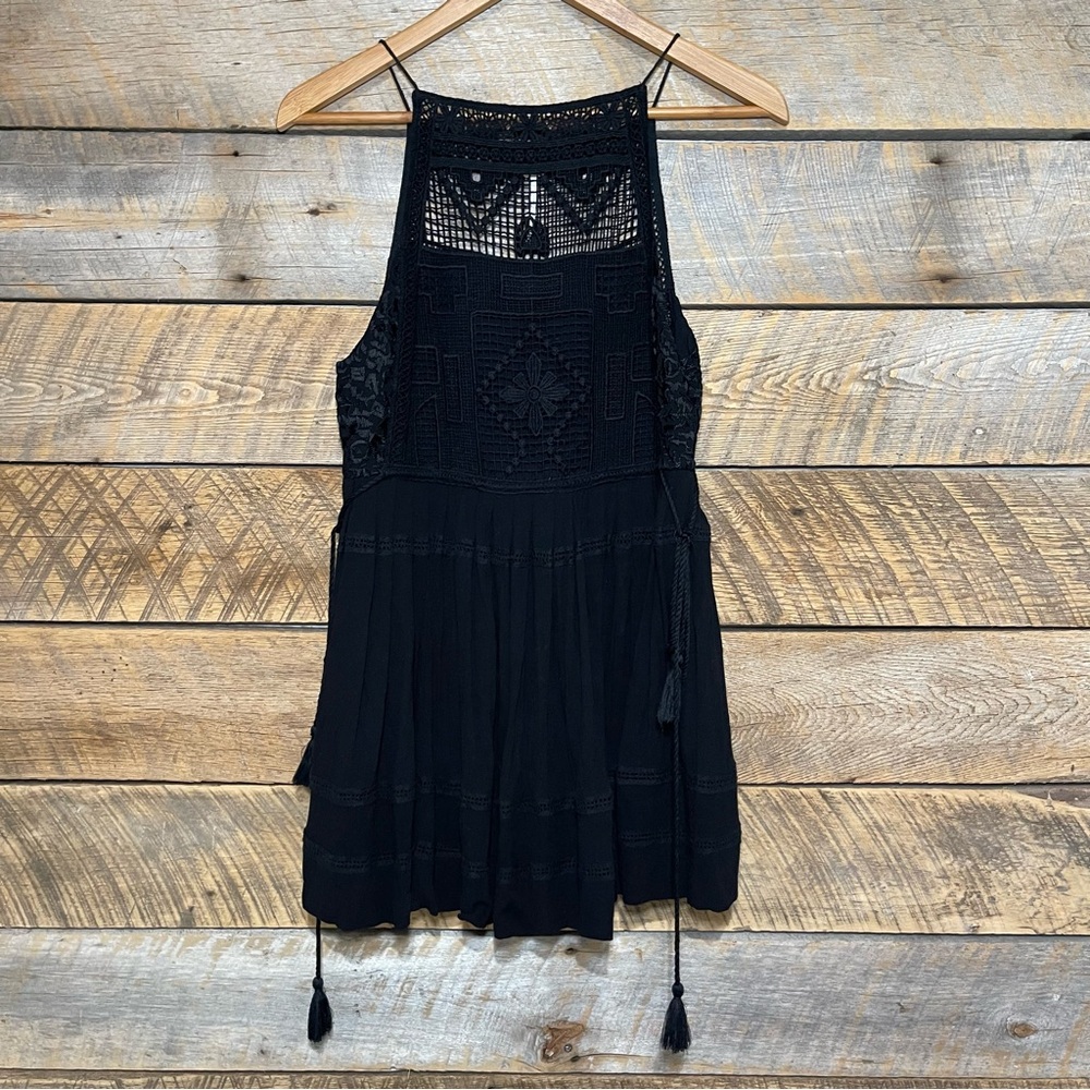 Free People Emily Crotchet Mini Dress Black Size XS Boho Summer - Picture 2 of 12